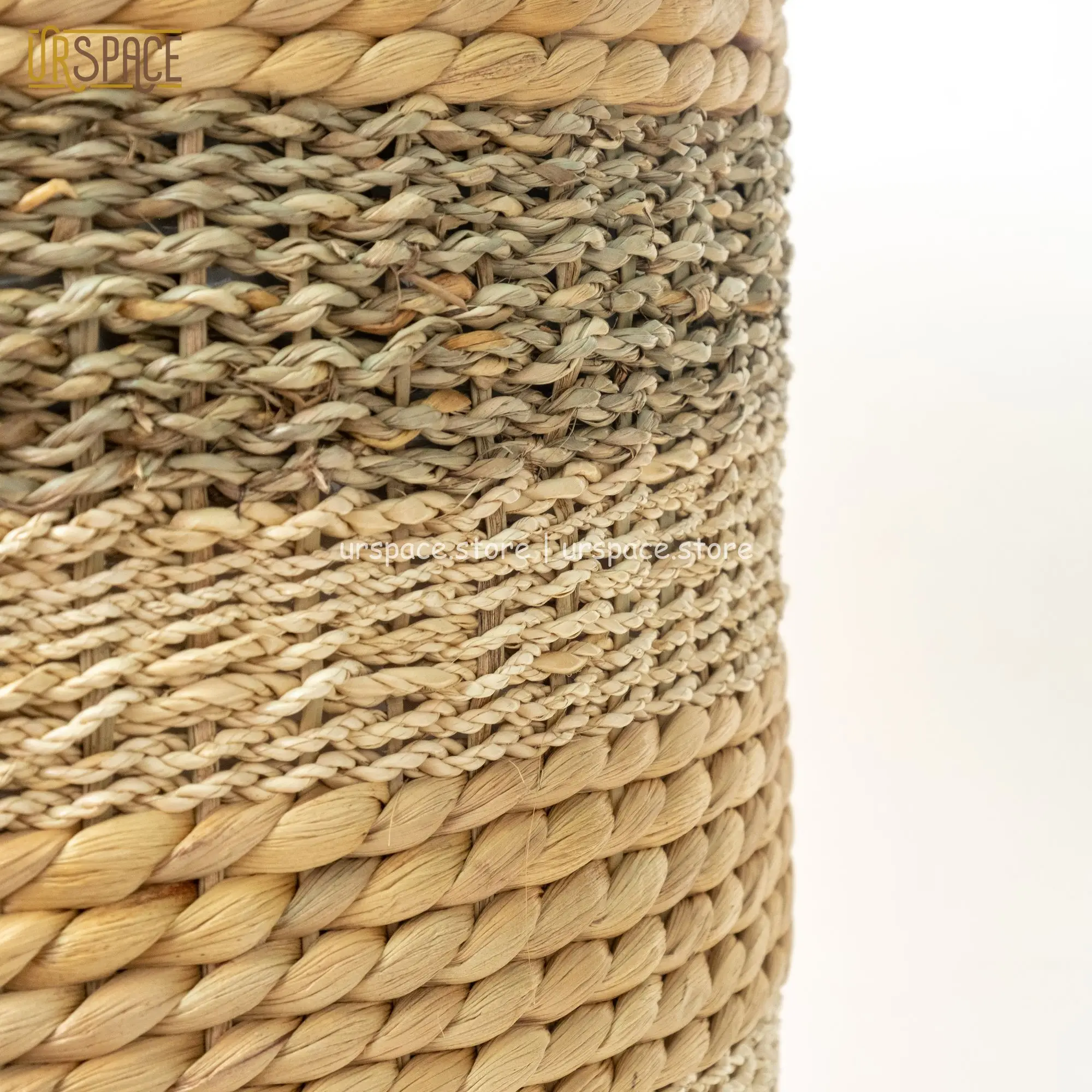 ODM/OEM support manufacture eco-friendly type stools ottomans Hand-woven Water Hyacinth Mix Seagrass Seating Stool from Vietnam