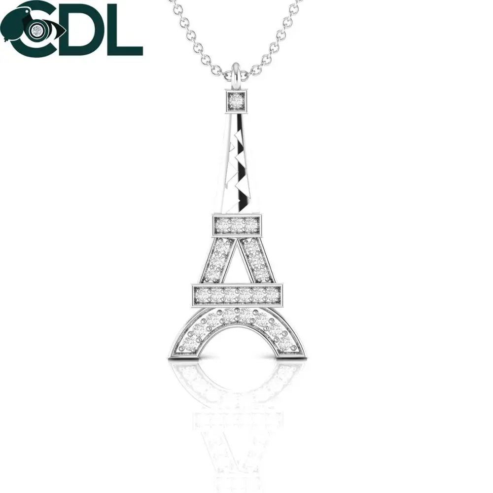 Eiffel Tower Shape Natural Diamond Pendant In 14kt White Yellow Rose Gold 2 Grams Jewelry