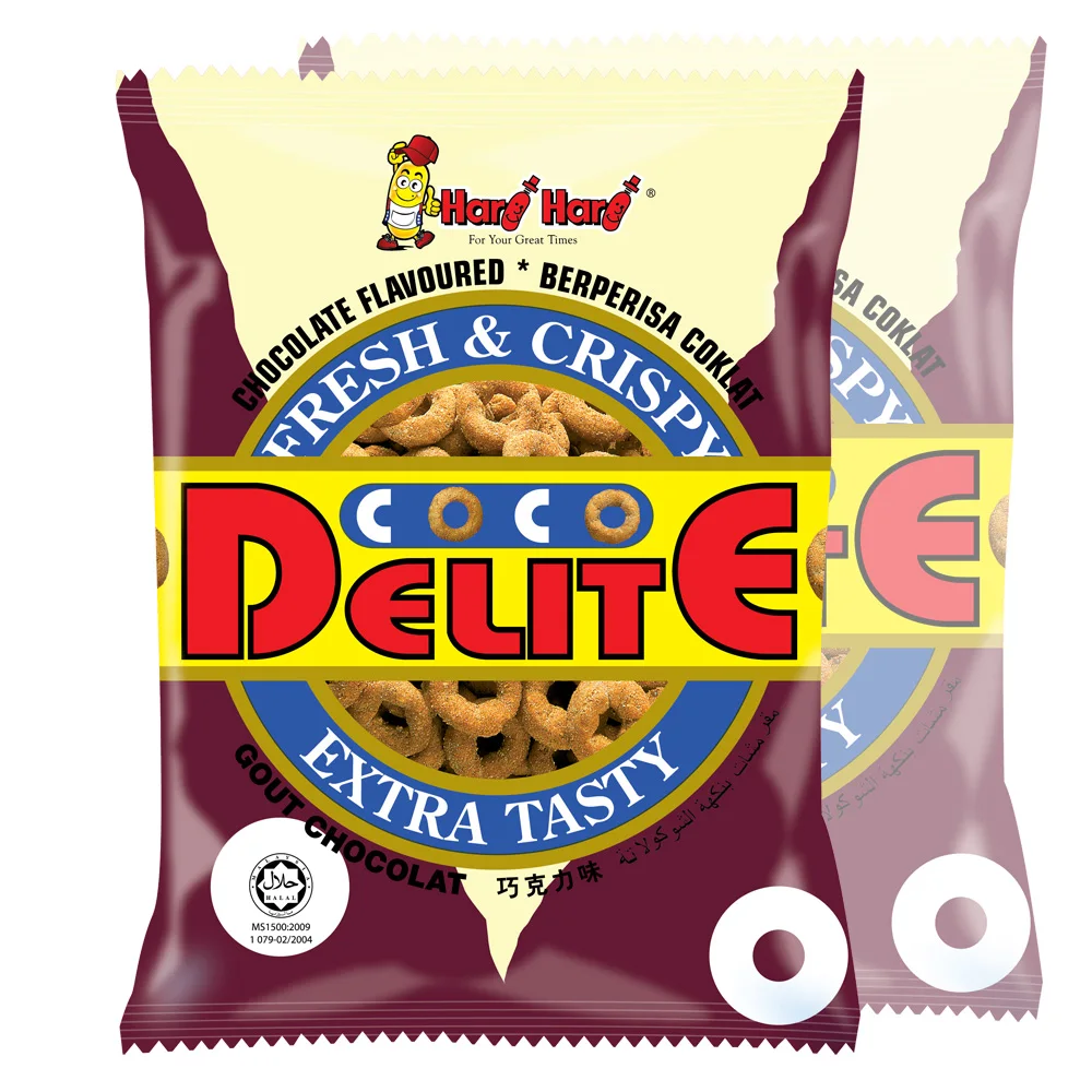 CocoDelite Halal Crispy Snack Chocolate Flavour Hari Hari Corn Snack 60gm