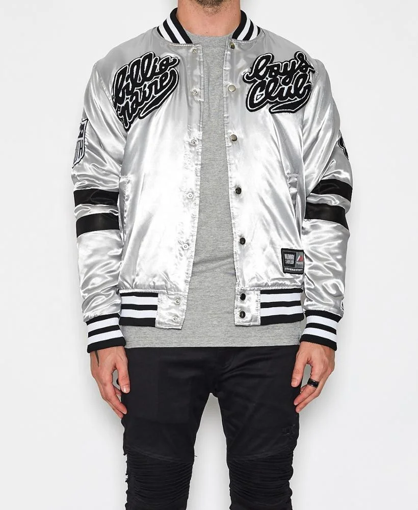 Chenille Embroidery Varsity Jackets / Custom Embroidery patch Baseball Jackets /  satin Bomber Jackets