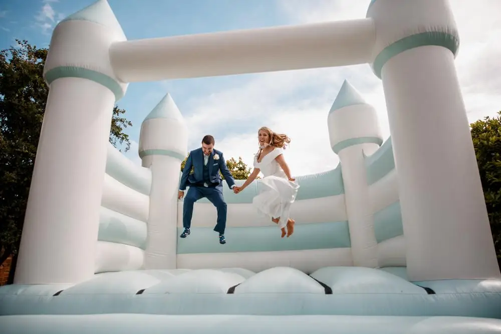 Wedding Rental New Outdoor White Wedding Bouncer Inflatable Jumping Castle White Castle For Sale