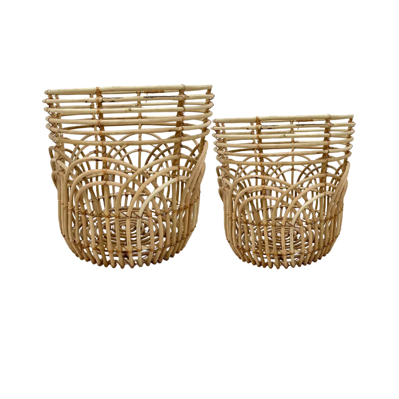 Set of 2 Large Rattan Baskets For Storage Laundy Eco-friendly Material From Vietnam