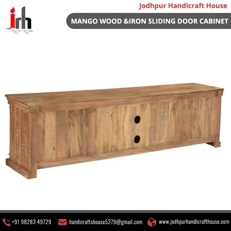  Новый дизайн деревянный металлический шкаф из манго с двумя раздвижными дверцами и 4 ящиками