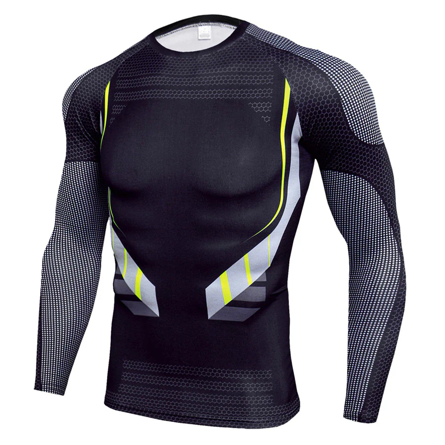 Printed Gym Workout Men Rash Guard Custom Brand O Neck Long Sleeve T Shirt