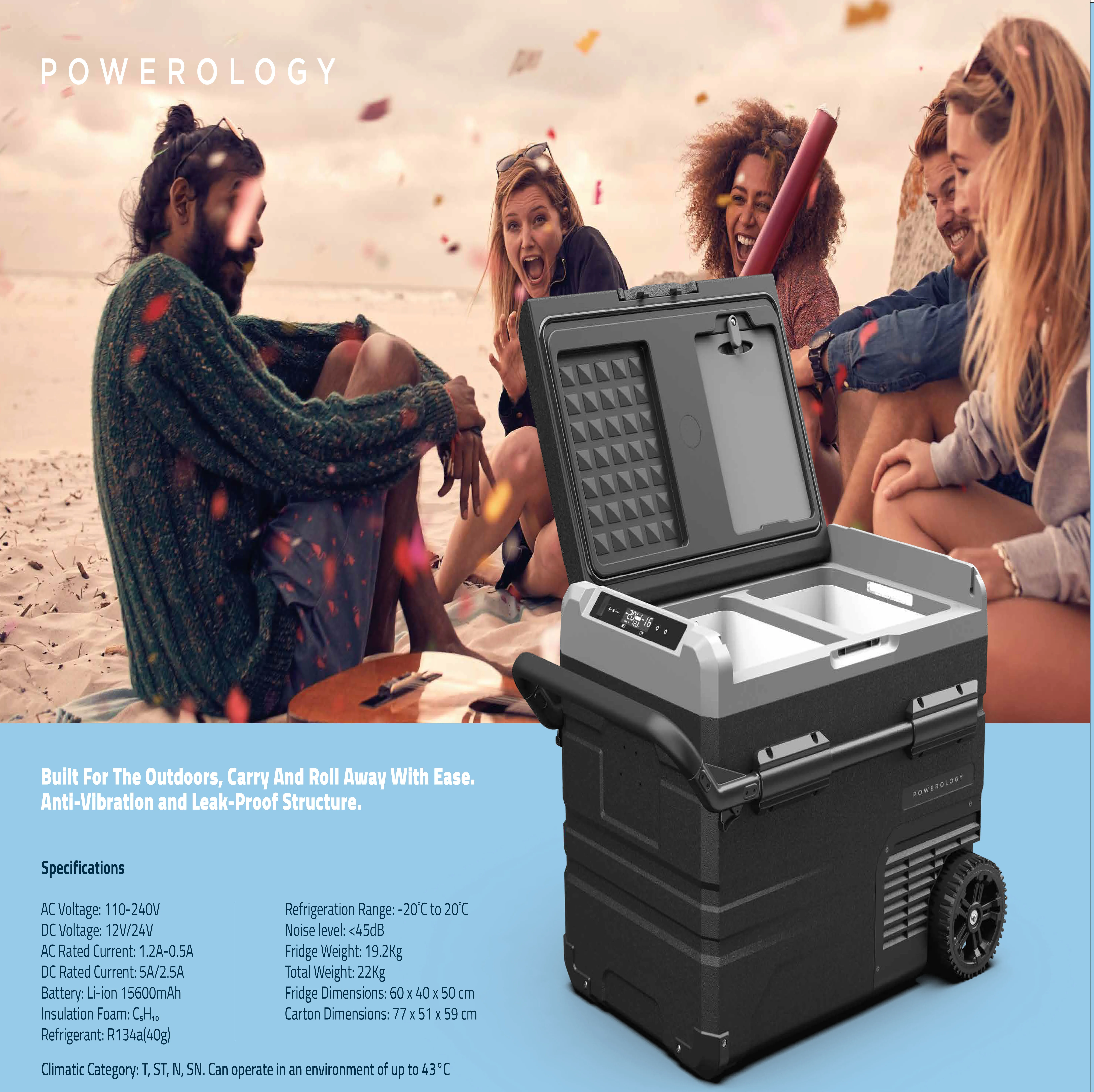 wholesale smart Portable fridge and freezer cooler for outdoor adventure 45L mini refrigerator with Handle for travel camping