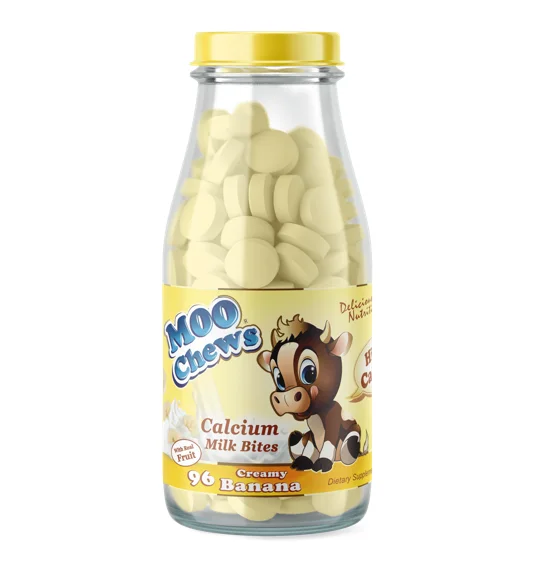  Moo Chews 96 таблеток бутылка банан здоровые закуски для детей и малышей молока таблетки с высоким содержанием кальция