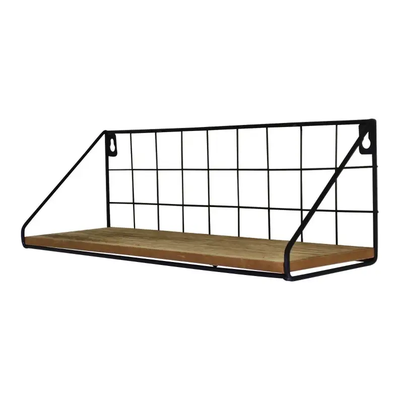Nordic Wooden Wall Mounted Shelf With Black Wire Knitted Living Room Bookshelf Storage Home Decor At Wholesale Price From India