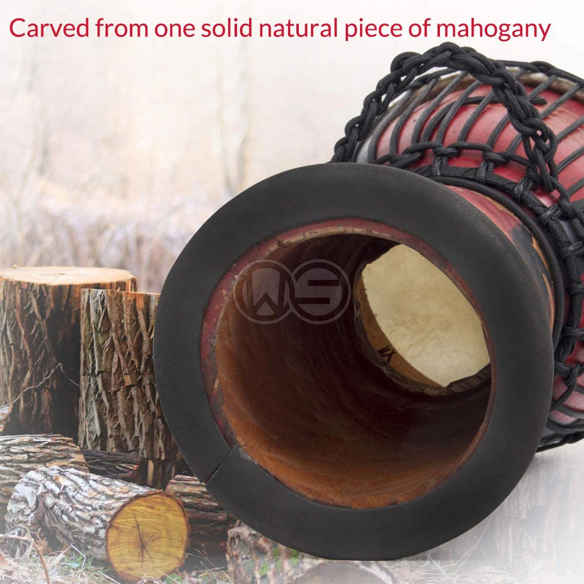 African Drum Djembe, Bon-go Congo Drum Hand-Carved 9.5' x 20' Mahogany Goatskin Drumhead for Kids Adults Beginners (Red)