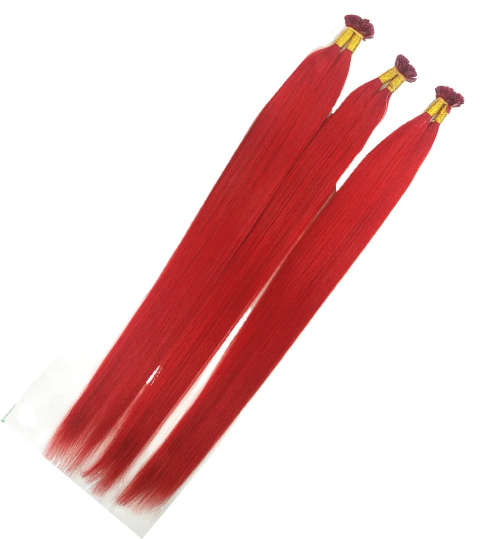 Super long  flat tip 100% human hair 32inch 100gr red high quality Pre-bonded hair extension