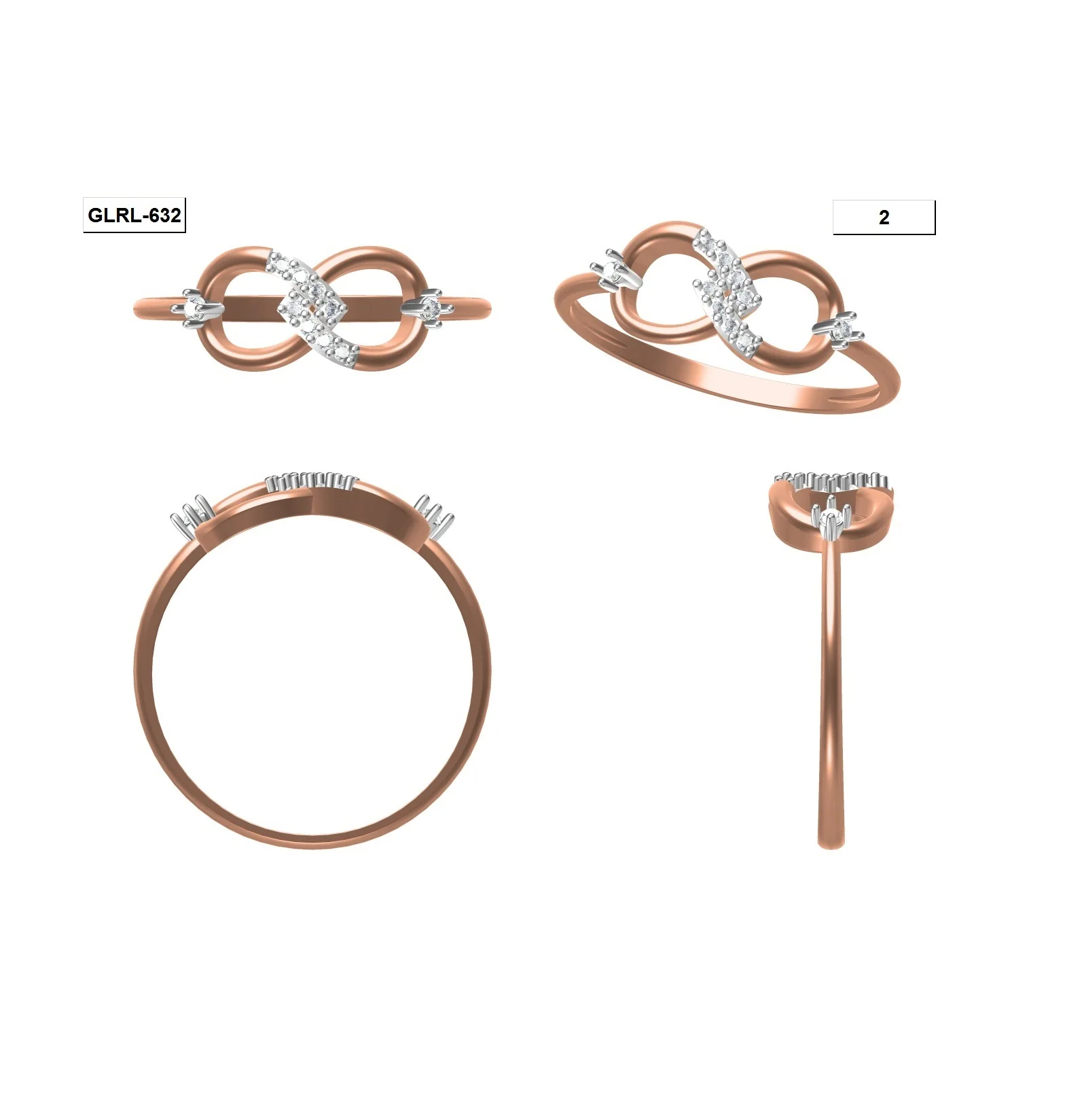
Classic Rose Gold Bowknot Big Natural Diamond Simple Rings For Girls at Reasonable Price 