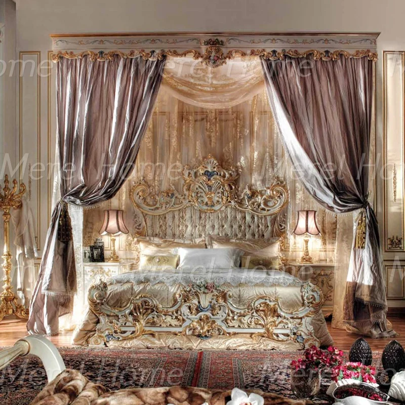 Высококачественная мебель в классическом стиле с цветами, ручная работа, резной деревянный роскошный комплект постельного белья