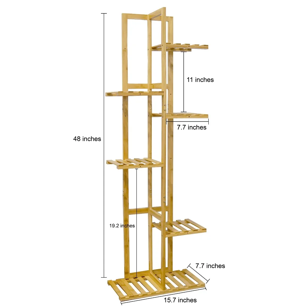 Eco friendly 6-layer bamboo flower rack  plant stand Flower Display Shelf Rack for Home Patio Lawn Garden