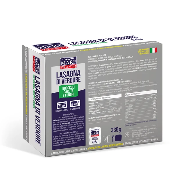 Овощная лазанья 1x335 г оптовая продажа итальянская Макарон Сделано в Италии замороженная готовая к приготовлению пищи витамин одна