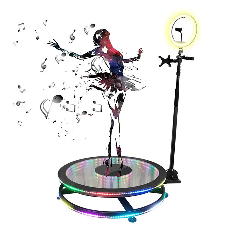 Video camera portable 360 degree photo booth wireless automatic rotating selfie wedding business photobooth