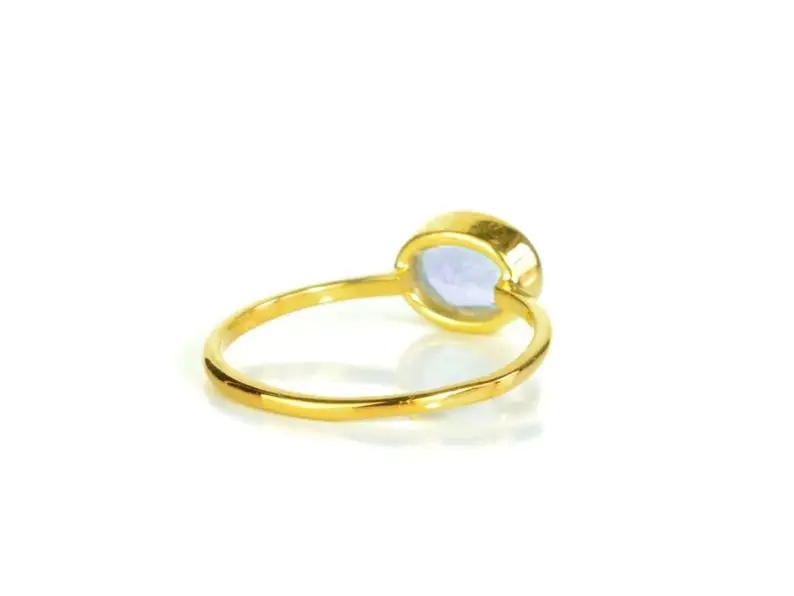 
Alexandrite Quartz Oval Shape Bezel set Gold Vermeil Ring 