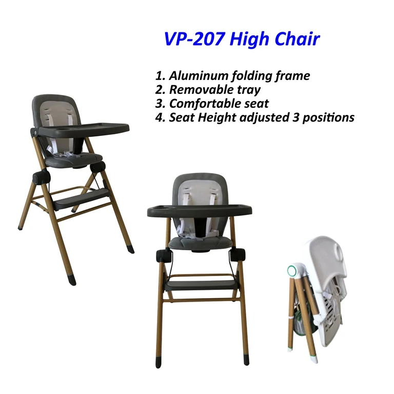 EN certificated multi-functions compact folding lightweight potable with seat height adjustable removable tray baby highchair