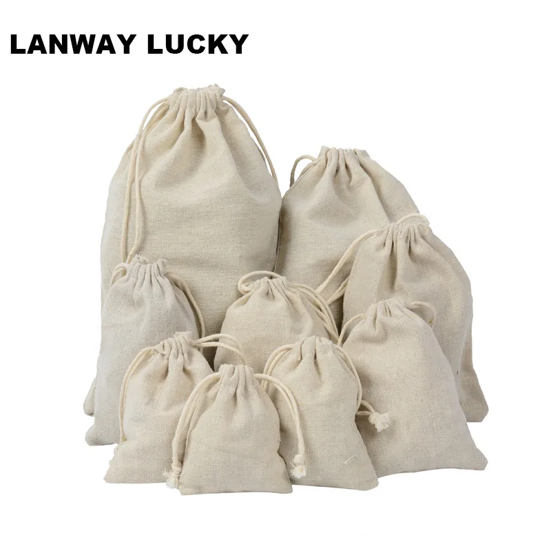 wholesale Custom Organic Natural Printed Cotton Canvas Drawstring Bag Canvas Cotton Pouch Drawstring Bags
