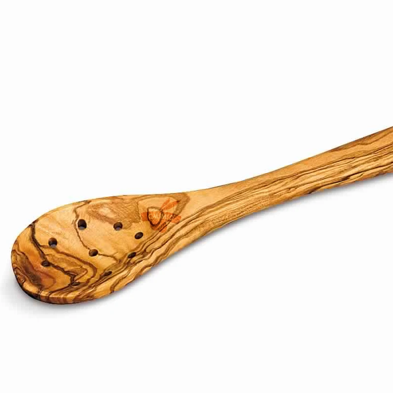 Olive Wood Large Spoon with Holes. Handmade Spoon