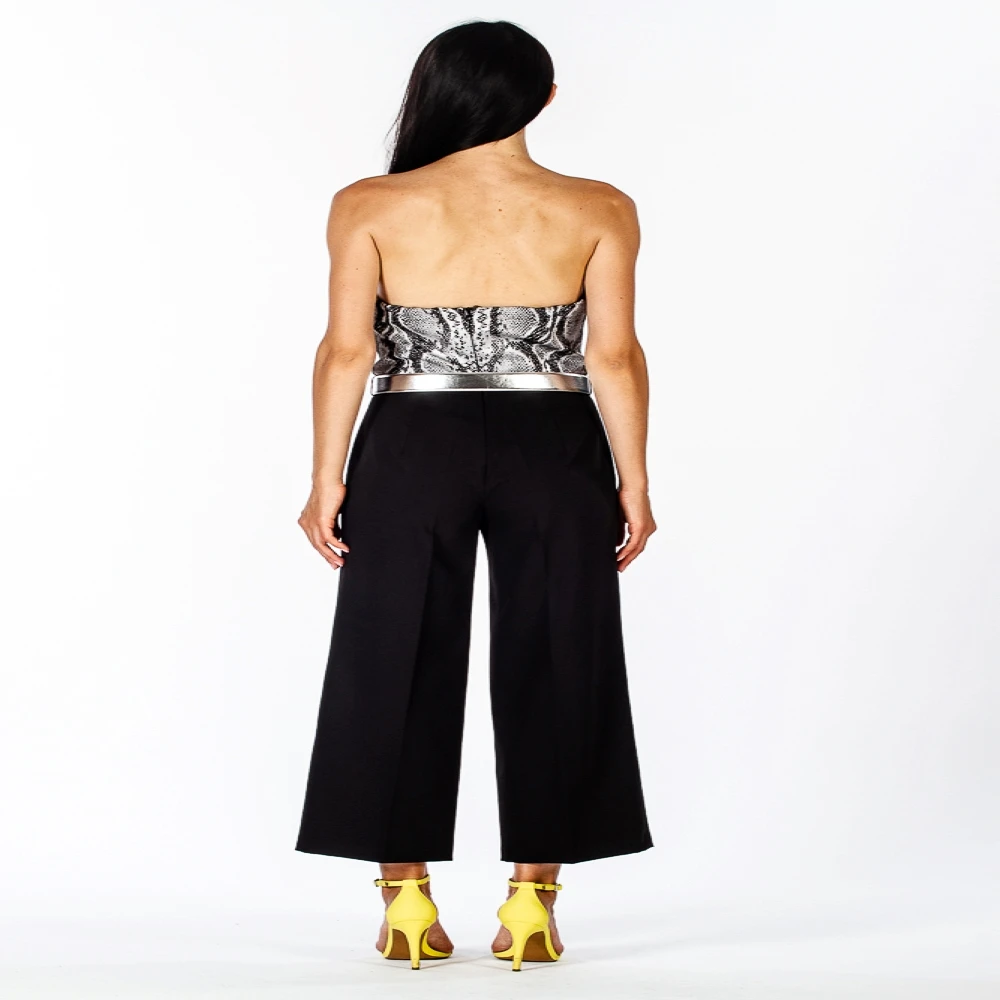 Top Quality Made in Italy Track Suit without Sleeves for Every Day Animalier Black and White Full Suit