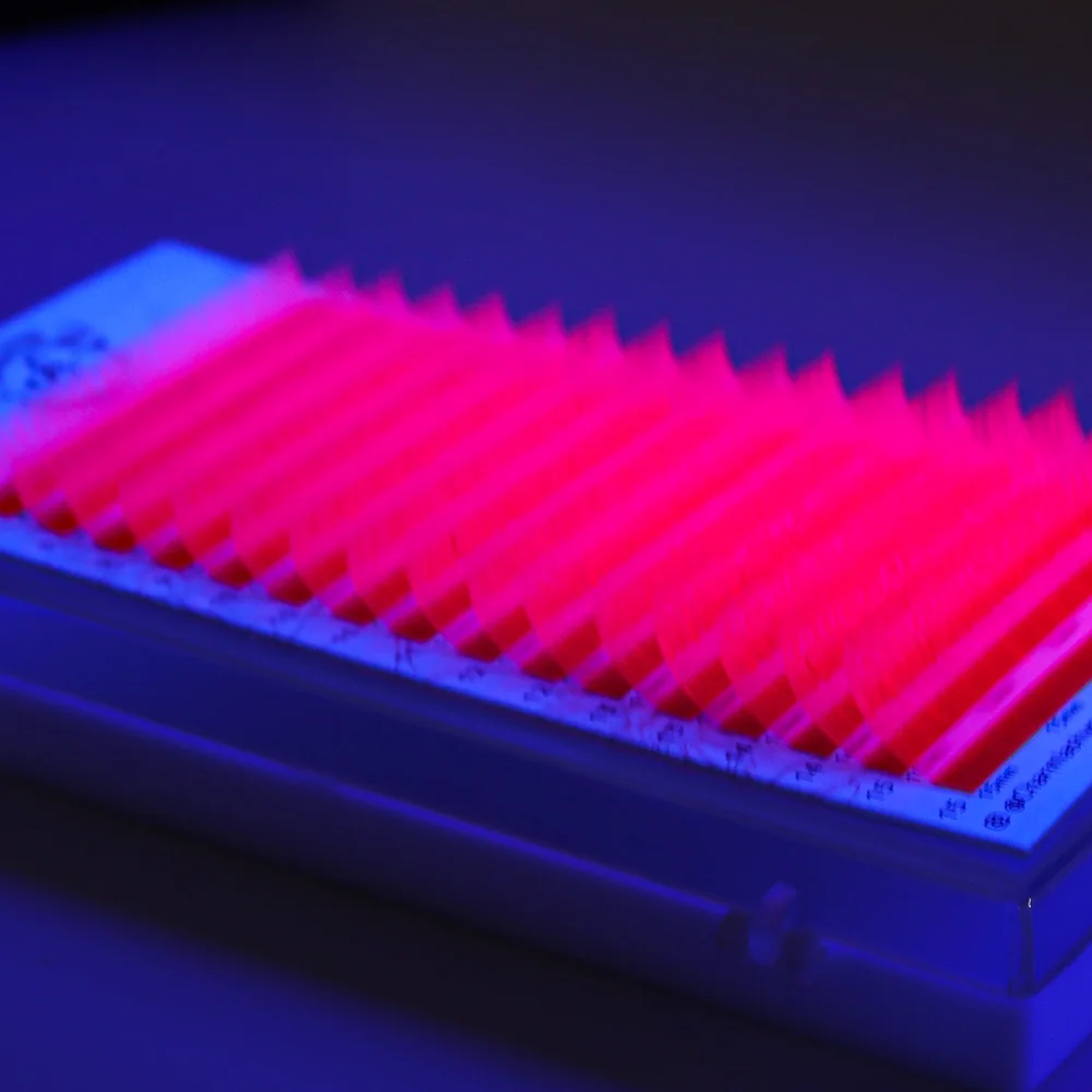 Glow in the dark eyelash extension trays UV neon led lamp lash lighting color lashes extension packaging box Korean PBT