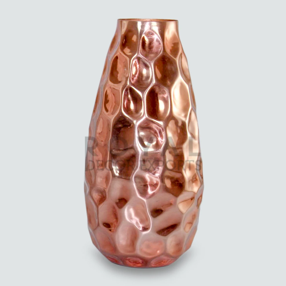 Home Decoration Vase Copper Plated Aluminum Flower Vase Copper Plating Metal Flower Vases Shiny Finishing Aluminium