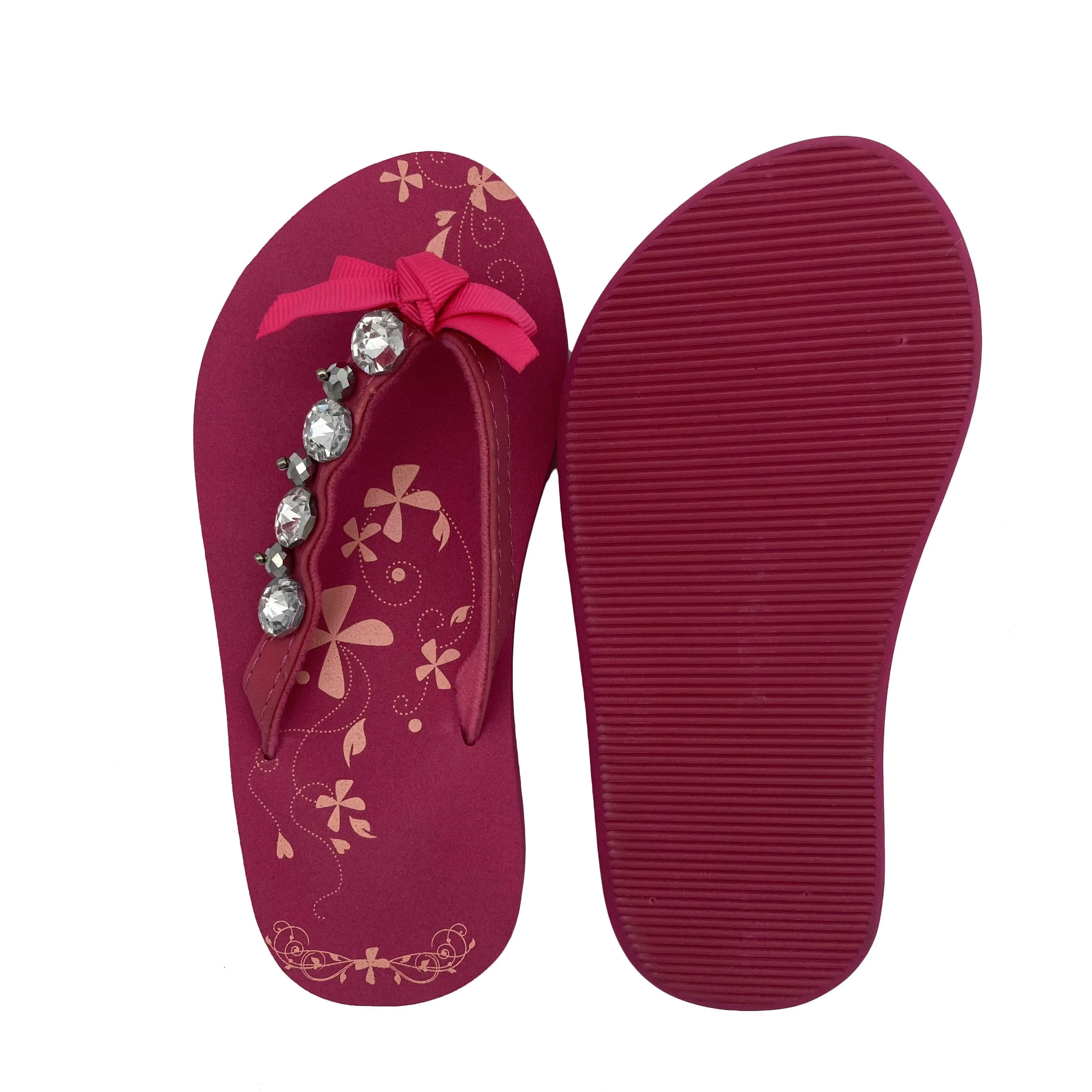
Top sale kid rhinestone high heel ladies flip flops 
