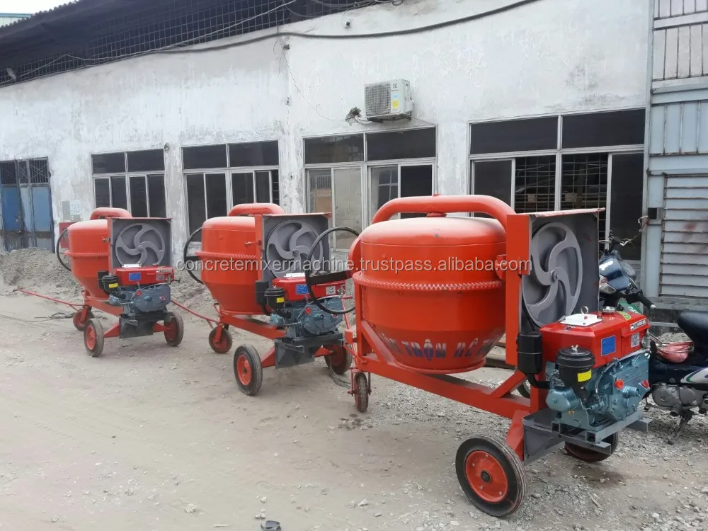 Mini concrete mixer 450L with motor single-phase 1.5kw 2.2kw 3kw power or gasoline engine thickness 2.8mm 3.0mm made in Vietnam