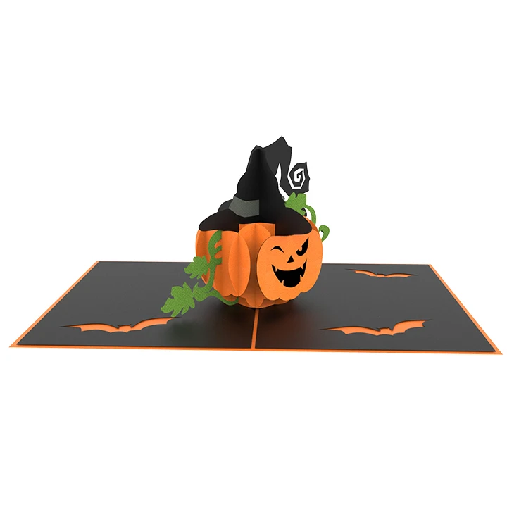 
Happy Halloween Pumpkin Handmade Laser Cut 3D Greeting Pop Up Card Craft Wholesale Vietnam 