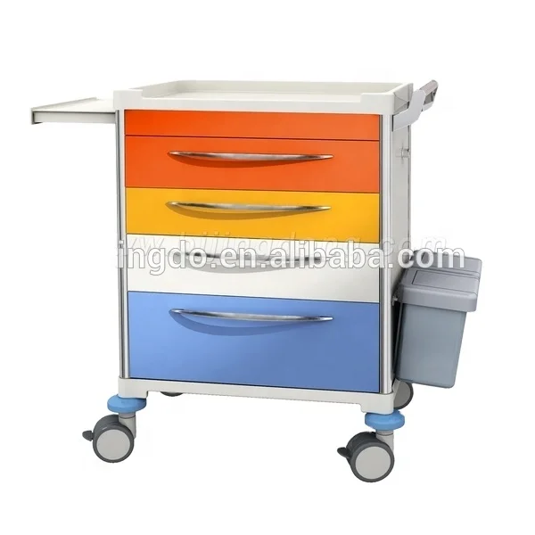 Multi Drawers Mobile ABS Aluminum Hospital Medicine Trolley