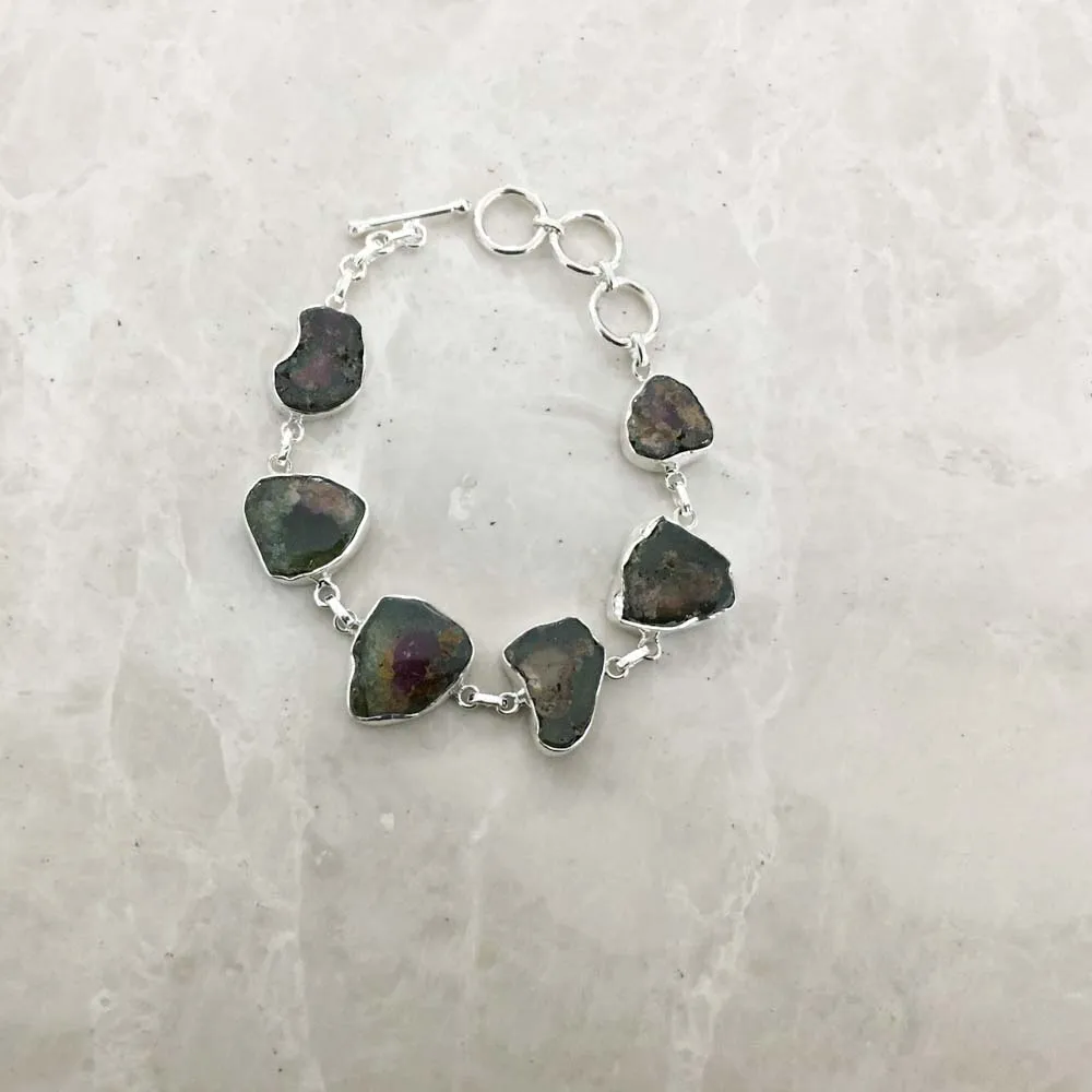 Handcrafted Fantastic Look Indian Silver Jewelry Watermelon Tourmaline Wholesale Silver Multi Tourmaline Silver Beads Bracelet