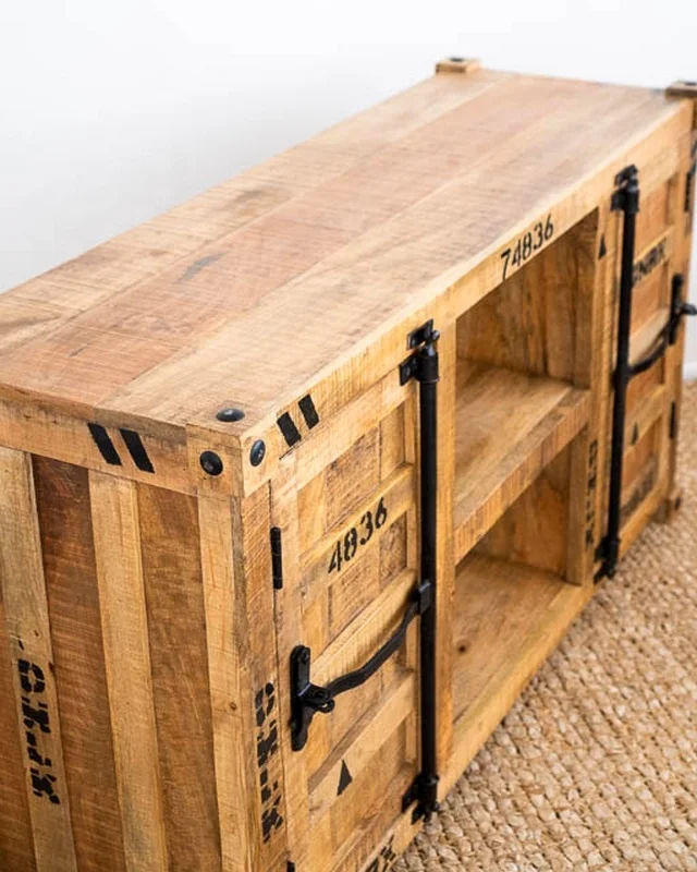 roots solid mango wood tv cabinet 2022 container style wooden tv cabinet