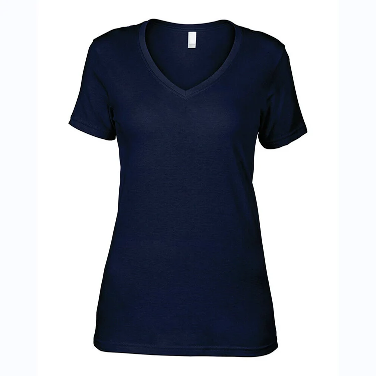 Wholesale Womens Deep V Neck Plain No Brand T Shirts Ladies High Quality 100% Cotton Tshirts For Printing In Women