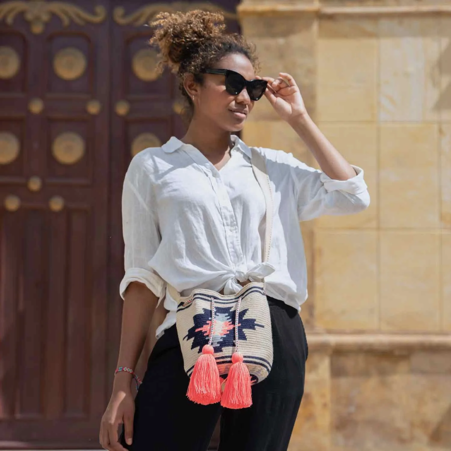 Handmade small Size Mochilas Wayuu Bohemian Bags Tribal Ethnic Satchel  Tote Cotton Crochet