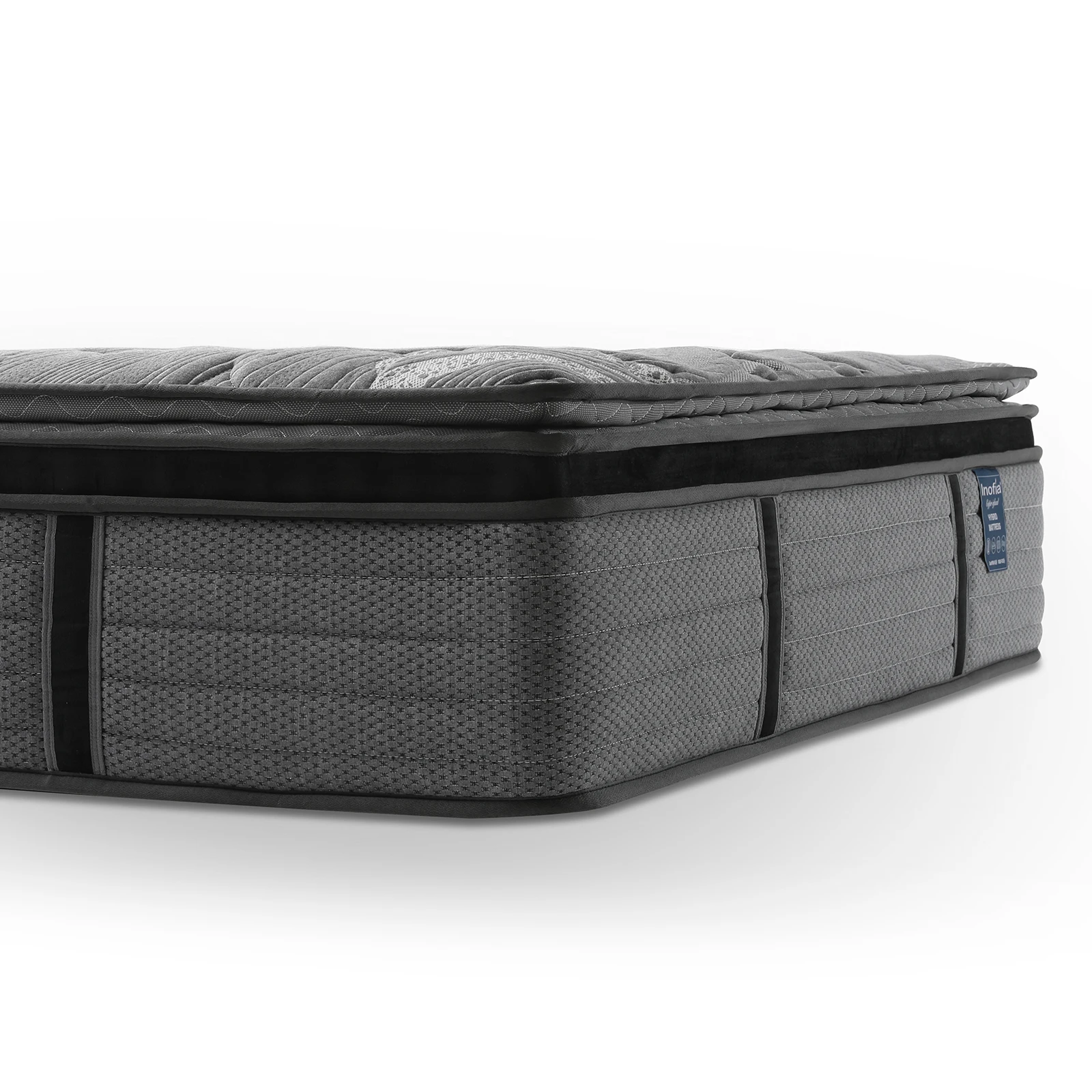 38cm striped grey Plush Organic Wool Latex Mini Pocket Spring Foam Encasement Mattress