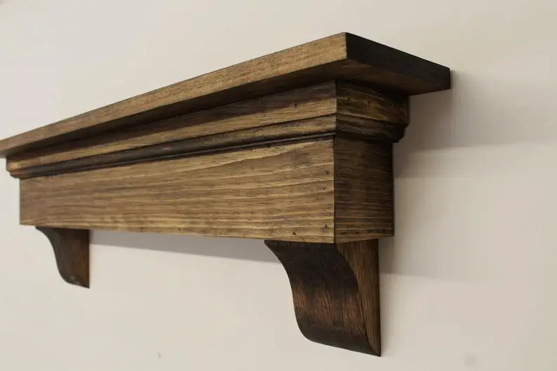 
Large Rustic Floating Shelf With Corbels Bracket Fireplace Mantel Shelf Housewarming Gift 