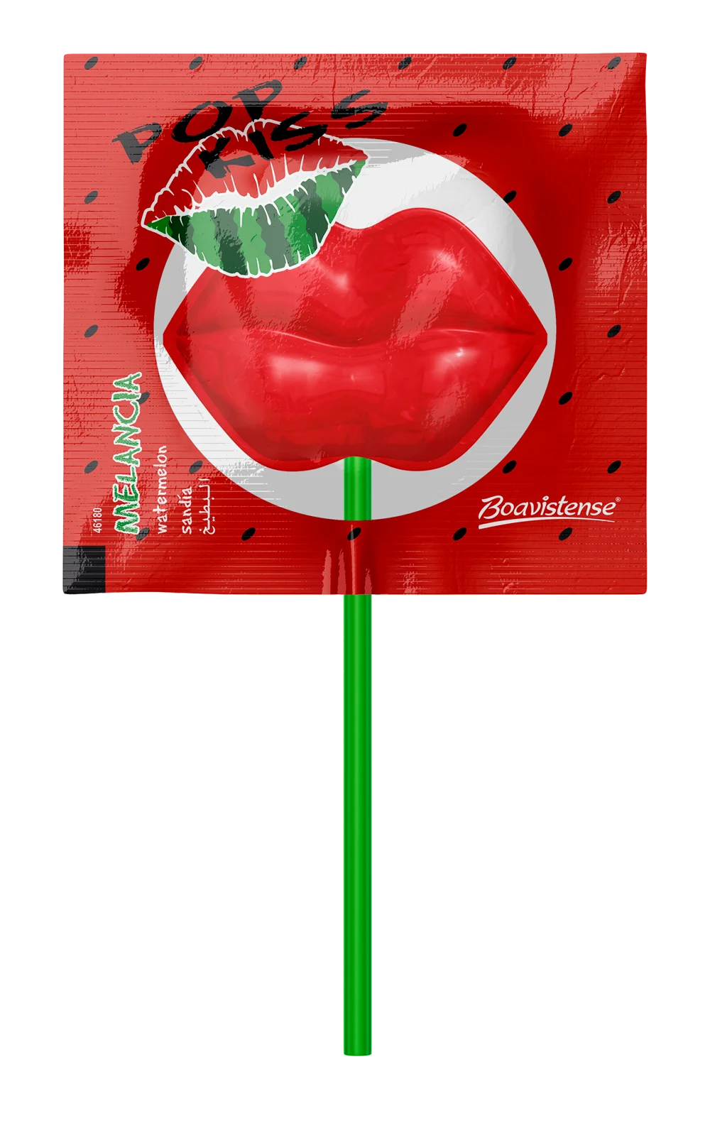 66712 - Pop Kiss Watermelon Flat Lollipop 10g 24x50un