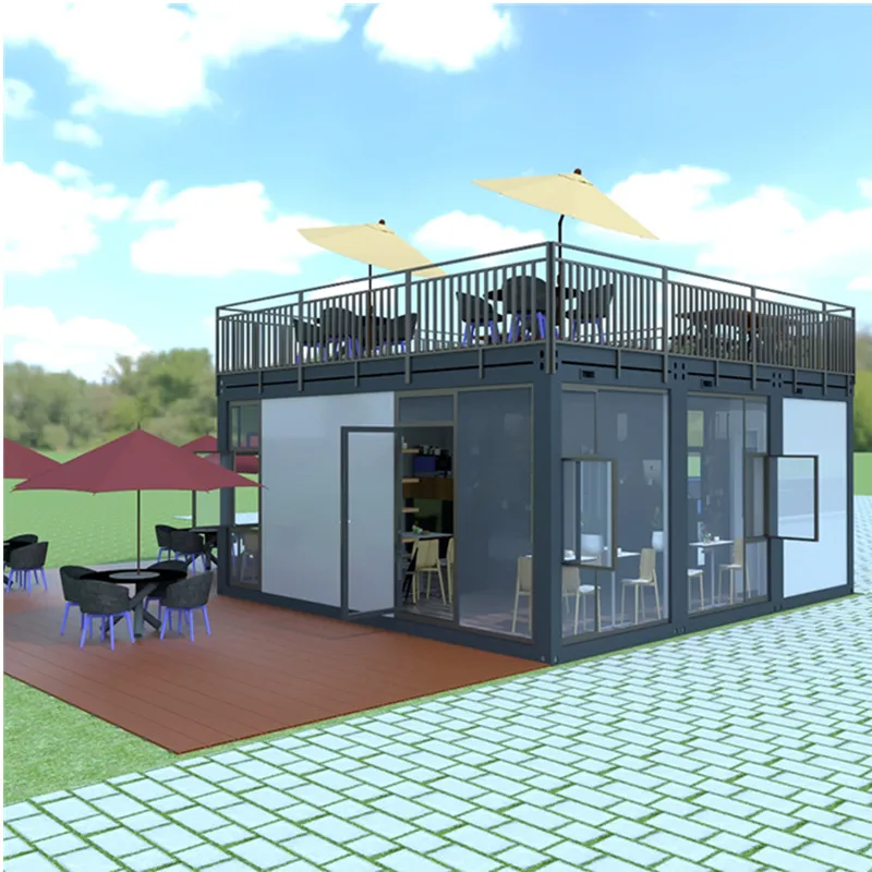 duplex flatpack modular luxury portable 20ft shipping container restaurant 40ft with kitchen prefabricated