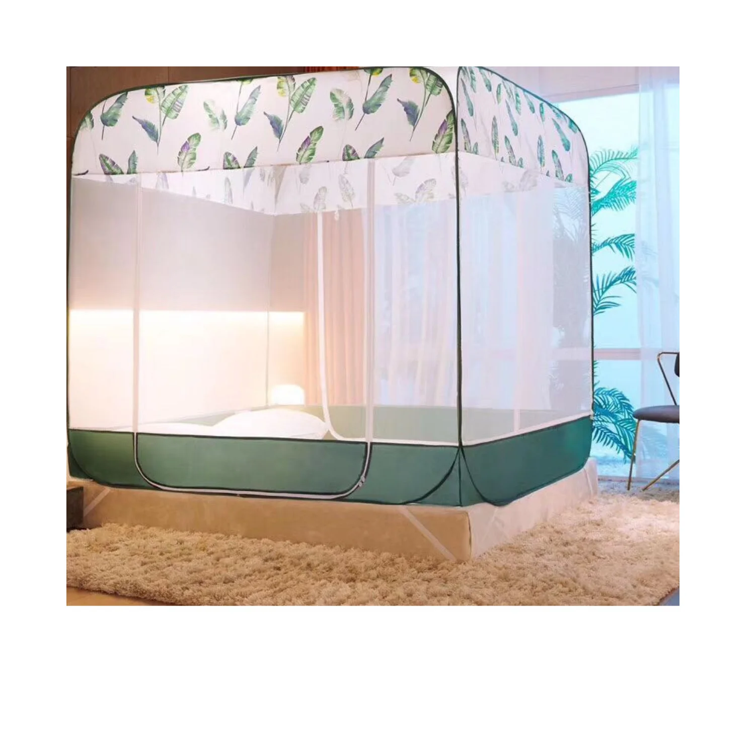 
 Square top Self-extracting Mosquito Net Pop up Free installation Quadrate Foldable nets made in Vietnam  