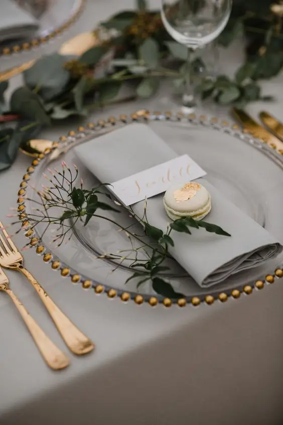  Gold beaded wedding decoration dinner plates restaurant dishes & dinnerware clear