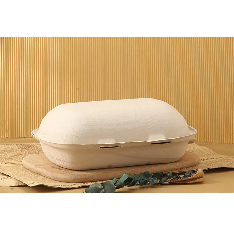 Экологически чистый биоразлагаемый одноразовый сахарный тростник, багасса, бумажный контейнер для фаст-фуда, сиамская коробка