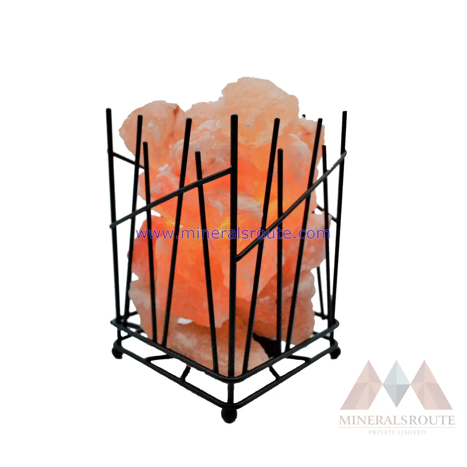 Himalayan Rock Salt Crafts Basket Wrought Iron Lamp with PK MRPL Purifies Air Organic Material Glowing Worldwide Chunks Bowl