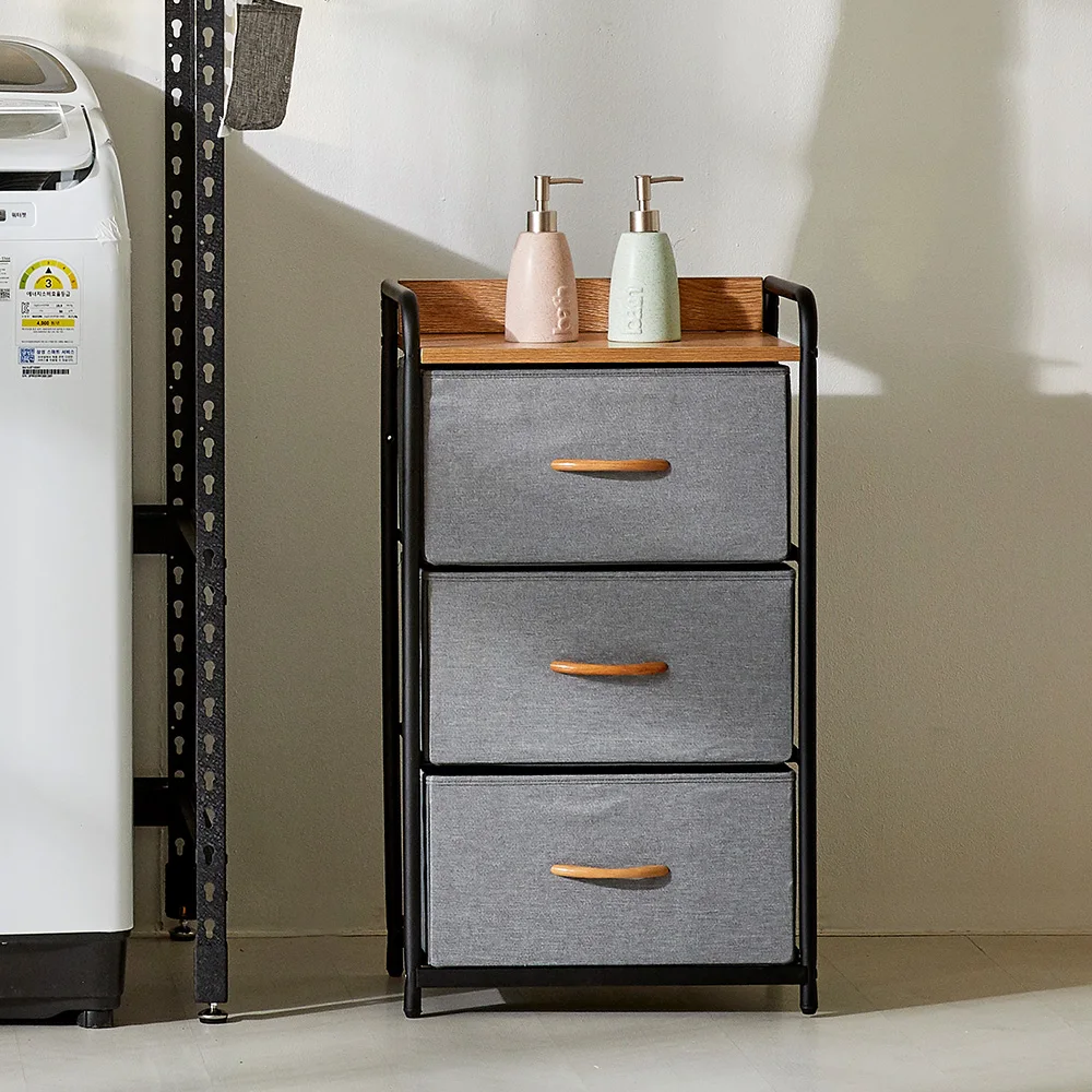 Kids Fabric drawers Clothes Storage Cabinet Organizer furniture Black Metal Frame Wooden shelf tool boxes