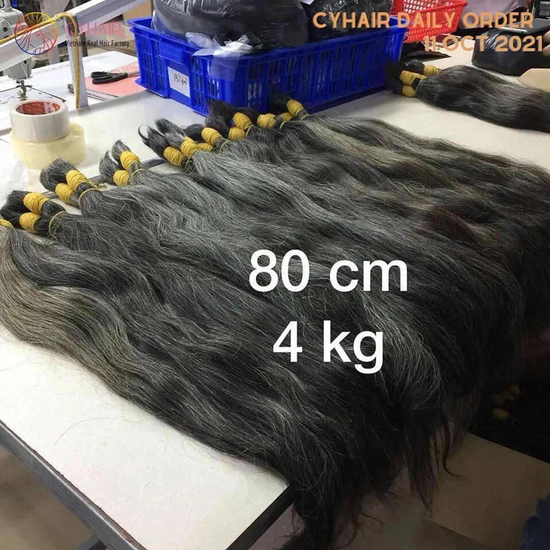 Vietnamese Bulk Grey Hair Double Drawn Hair Extensions Human Hair Direct Vietnam Supplier