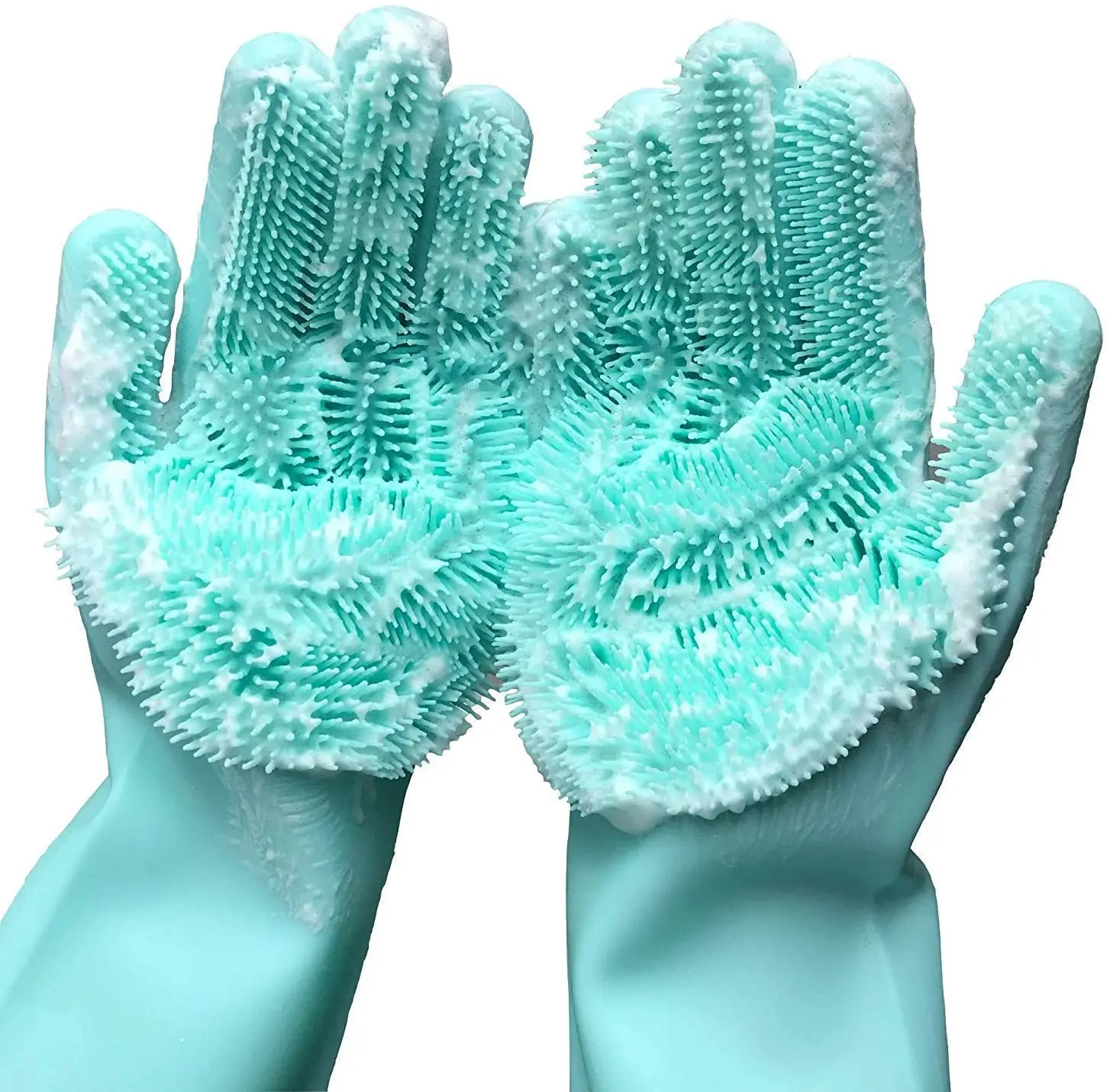 Silicone reusable cleaning brush heat resistant scrubber gloves
