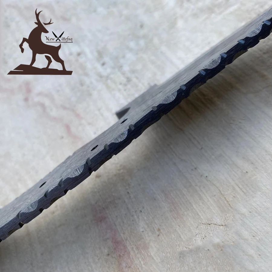 Damascus hunting knife handmade blank blade with leather sheath tactical camping saw blade full tang