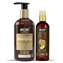 WOW Skin Science Anti Dandruff Hair Care Kit - consists of Anti Dandruff Shampoo + Ginger Hair Oil with Comb