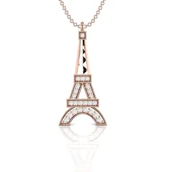 Eiffel Tower Shape Natural Diamond Pendant In 14kt White Yellow Rose Gold 2 Grams Jewelry
