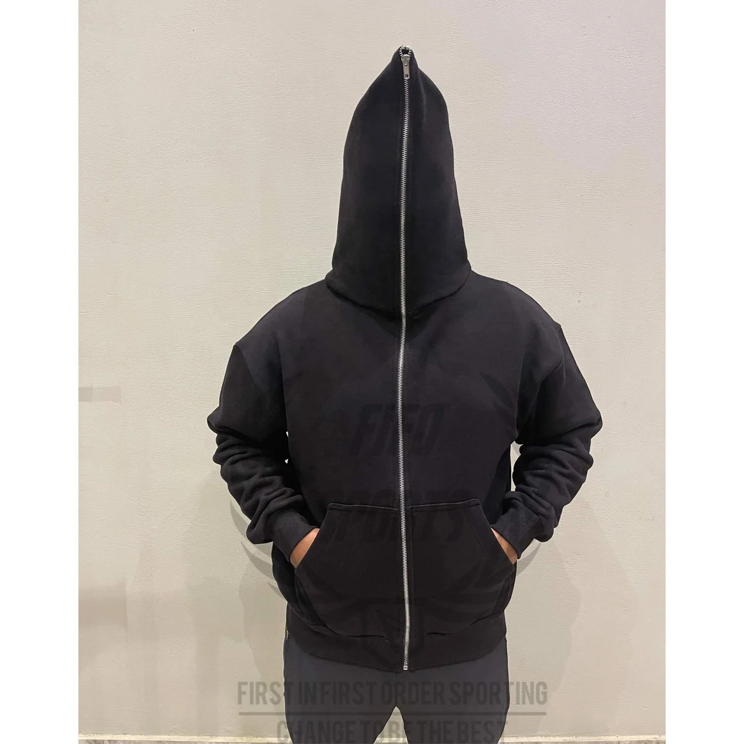 High quality bulk oversized heavyweight 36oz 465gsm unisex full face zip hoodie jacket custom blank cotton full zip up hoodies