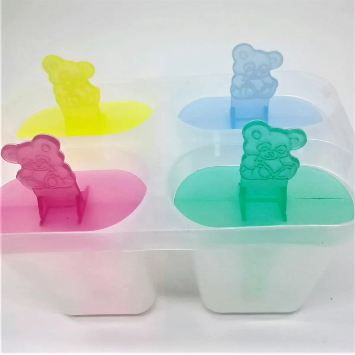 Plastic Ice lolly pop Popsicles maker mould STARWOOD #18SWZXD259 teddy bear handle BPA free food grade children icy lollipop
