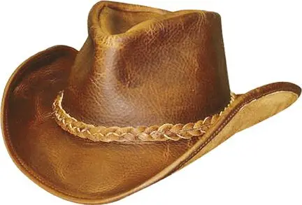 Leather Cowboy Hat Wide Brim Western Style Knight Hat for Men & Women Outdoor Cowgirl Hat Charring Edge